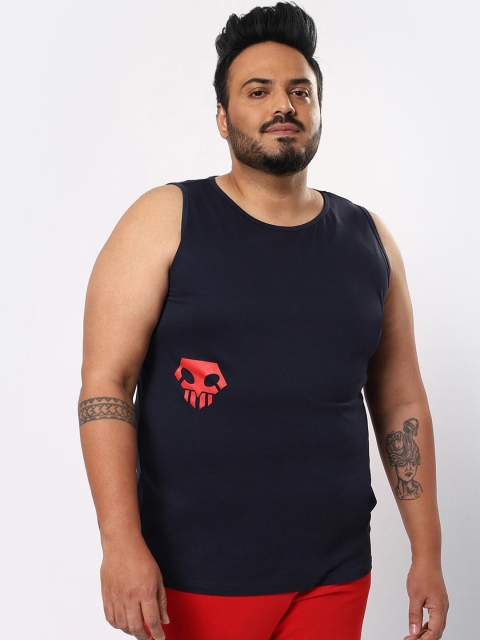 

Bewakoof Plus Men Black Printed Cotton Innerwear Basic Vests