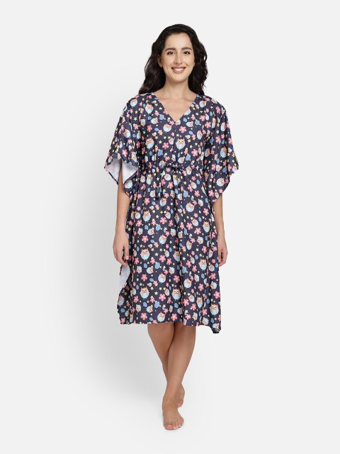 

Bellofox Women Purple Printed Pure Cotton Maternity Nightdress