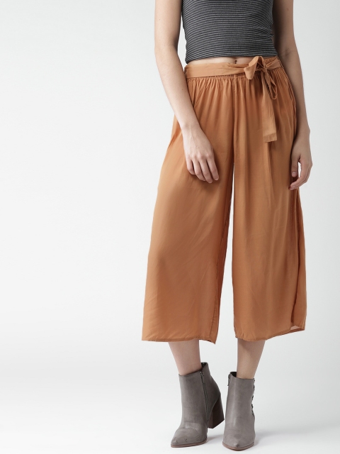 

FOREVER 21 Women Mustard Brown Solid Culottes