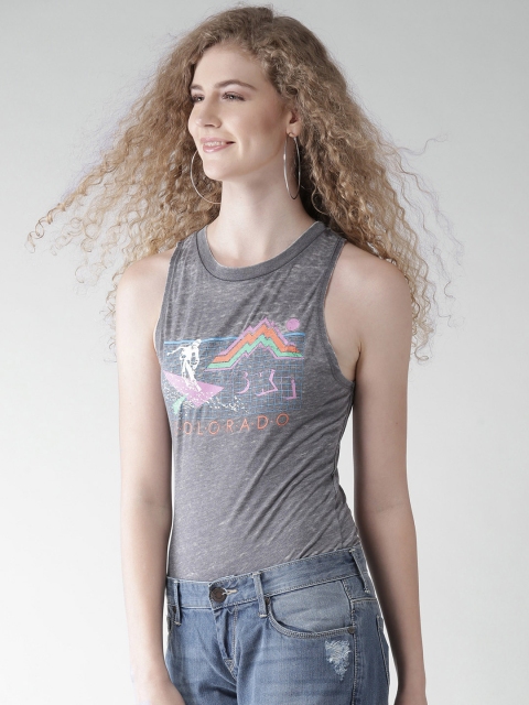 

FOREVER 21 Grey Melange Printed Bodysuit