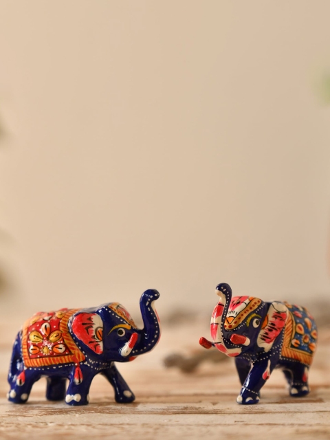 

Fashion Bizz Set Of 2 Blue Elephant Showpieces