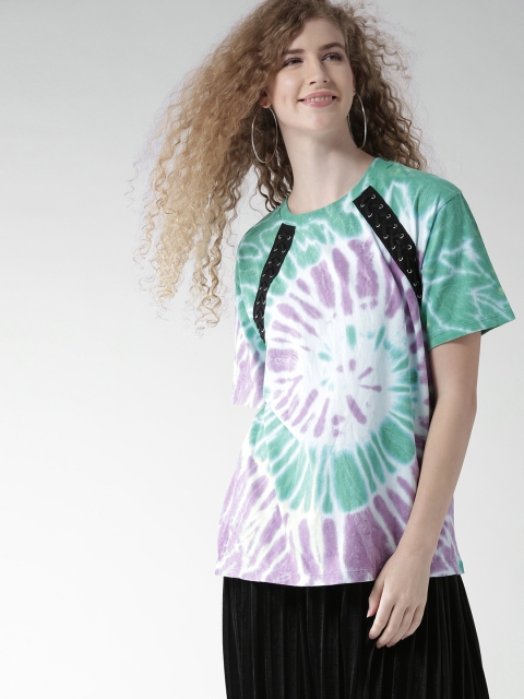 

FOREVER 21 Women Green Dyed Round Neck T-shirt