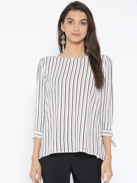 

Vero Moda Women White & Black Striped Top