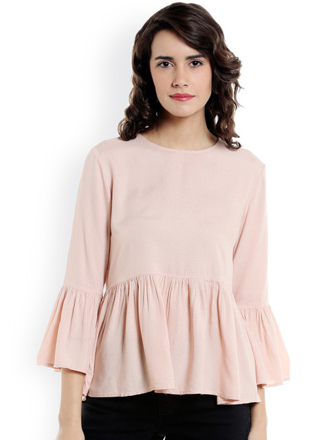 

Vero Moda Women Peach-Coloured Self Designed Peplum Top