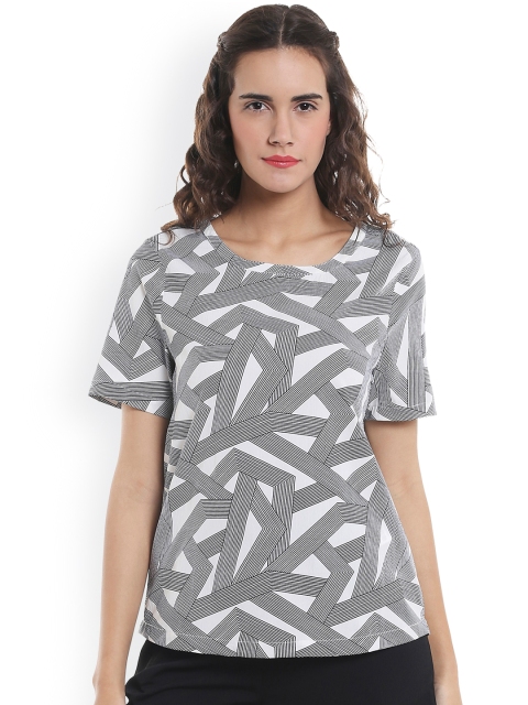 

Vero Moda Women White & Navy Printed Top