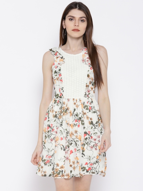 

Vero Moda Women White Printed A-Line Dress