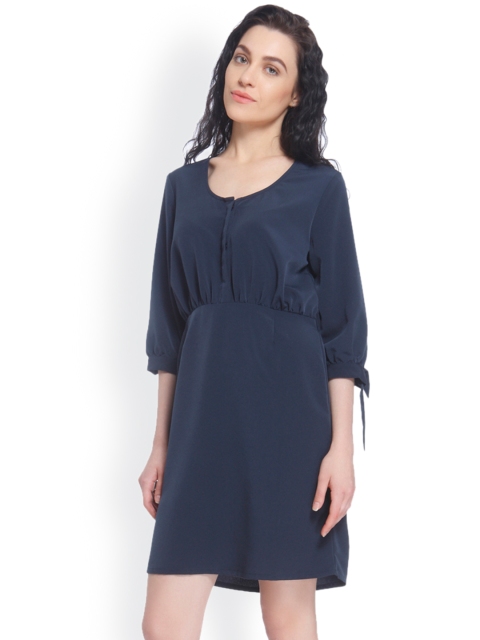 

Vero Moda Women Navy Blue Solid Fit and Flare Dress