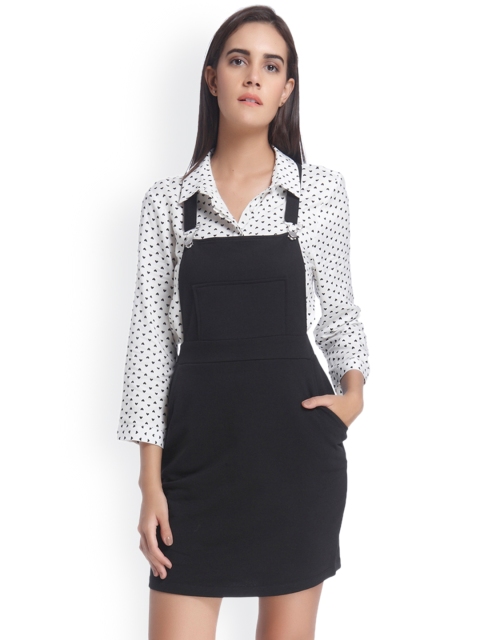 

Vero Moda Women Black Solid Dungaree Dress