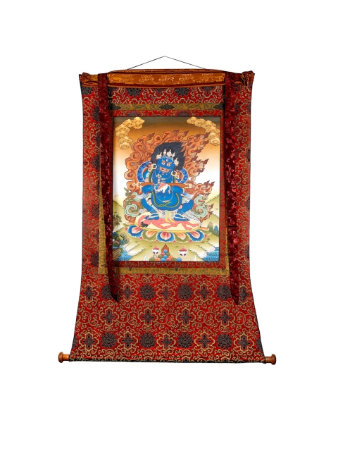 

Exotic India Blue Printed Dandapani Two Armed Pangarnatha Mahakala Painting Wall Art