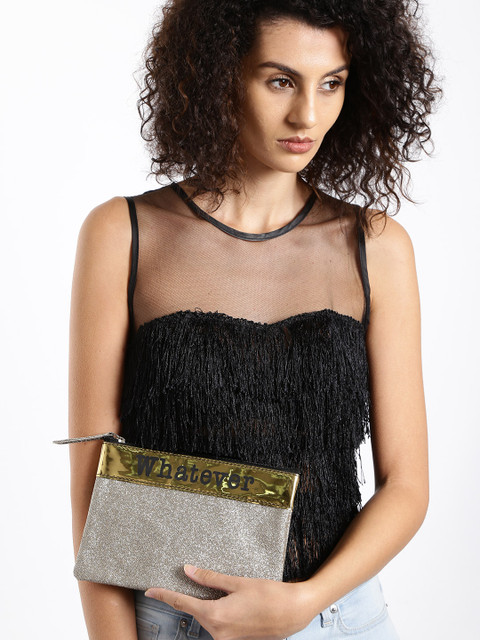 

Ayesha Girl Power Women Gold & Silver-Toned Printed & Shimmery Travel Pouch