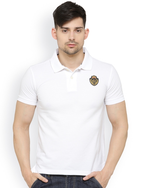 

L.A. SEVEN Men White Solid Polo Collar Slim Fit T-shirt
