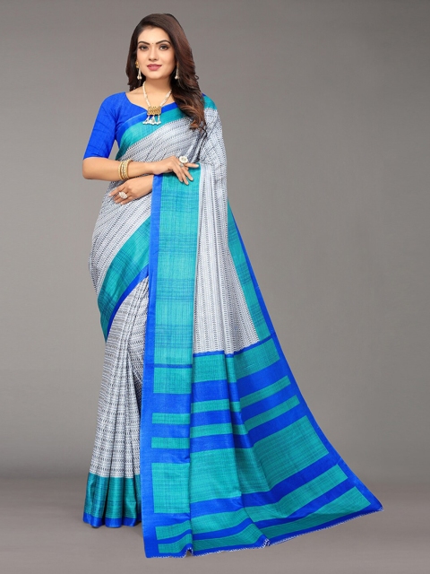 

KALINI Blue & Grey Art Silk Saree