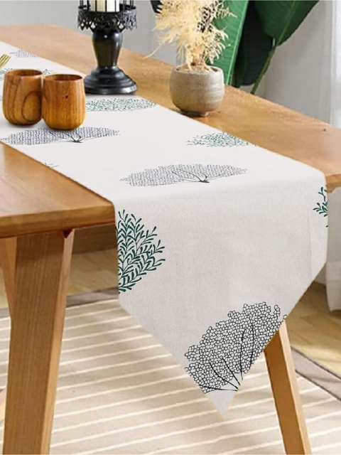 

URBAN SPACE Grey Printed Pure Cotton Rectangular 4-Seater Table Runner