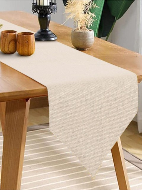 

URBAN SPACE Cream-Coloured Solid Pure Cotton Runners
