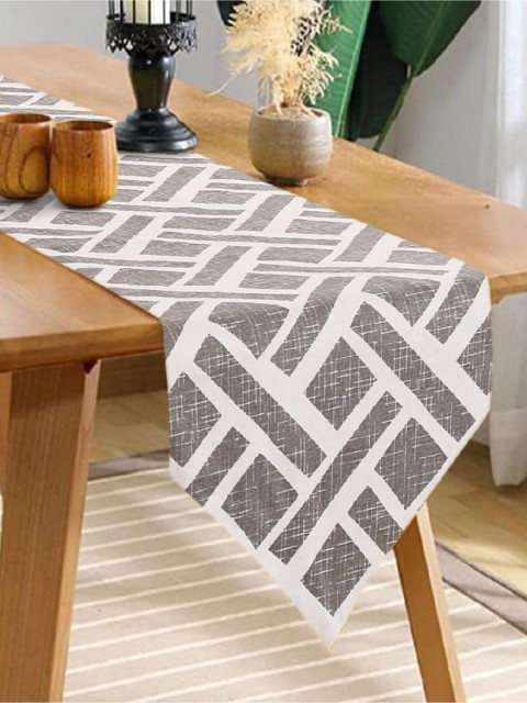 

URBAN SPACE Grey Printed Pure Cotton Anti Skid Runners
