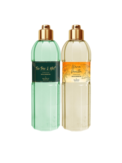

THE LOVE CO. Set Of 2 Tea Tree & Mint Warm Vanilla Bath & Shower Gel 250ml Each, Multi