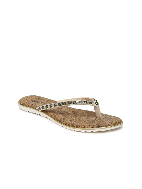 

Inc 5 Women Silver-Toned Studded Open Toe Flats