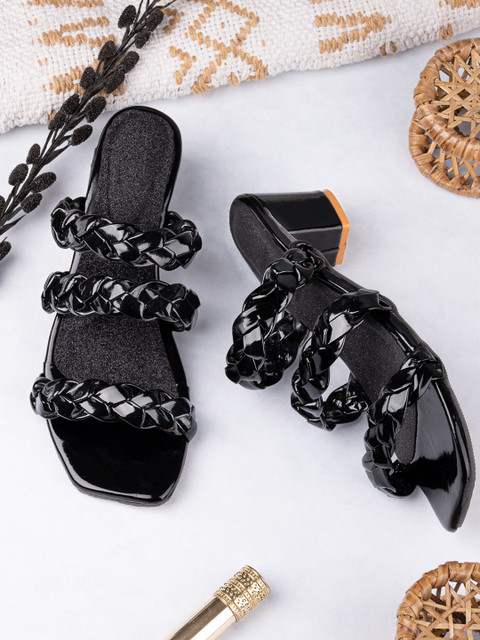 

Trendigo Black Open Back Block Sandals