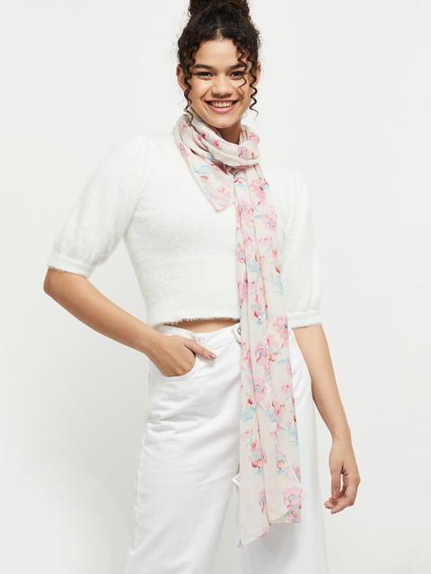 

max Women Beige & Pink Printed Scarf