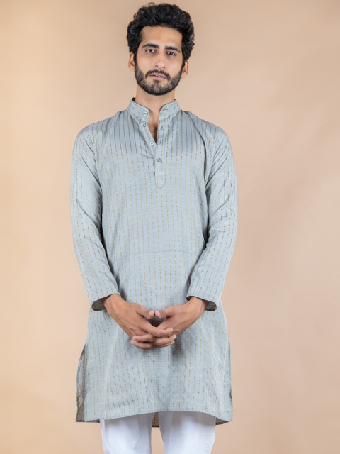 

Tistabene Men Grey Striped Kurta