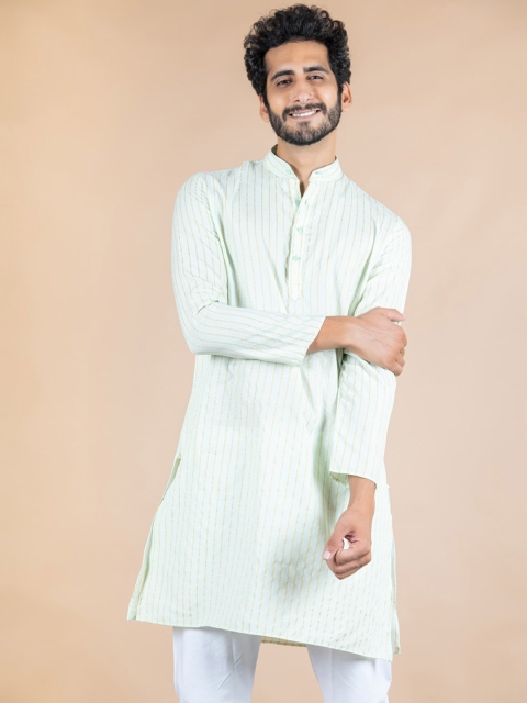 

Tistabene Men Sea Green Striped Kurta