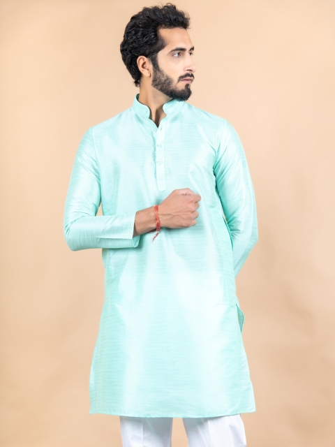 

Tistabene Men Green Solid Silk Kurta