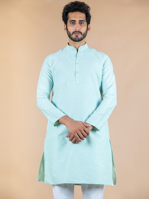 

Tistabene Men Green Solid Cotton Kurta