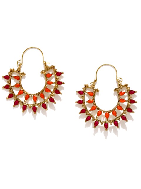 

Fida Orange & Pink Embellished Chandbali Earrings