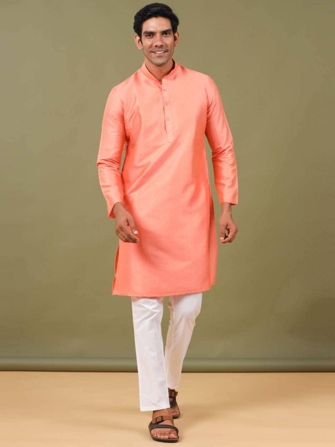 

Tistabene Men Pink Thread Work Kurta