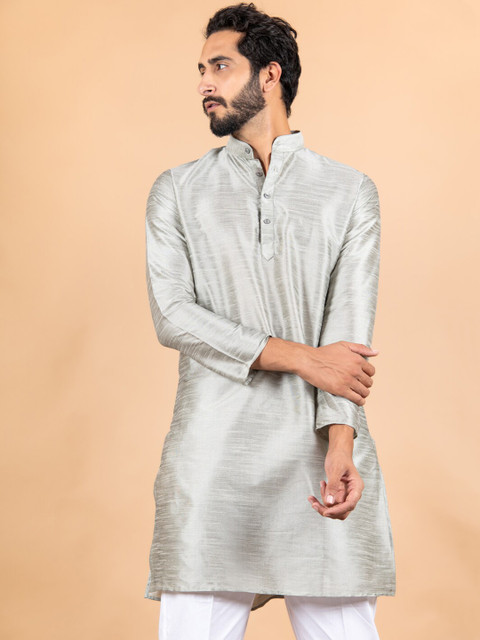 

Tistabene Men Grey Silk Kurta