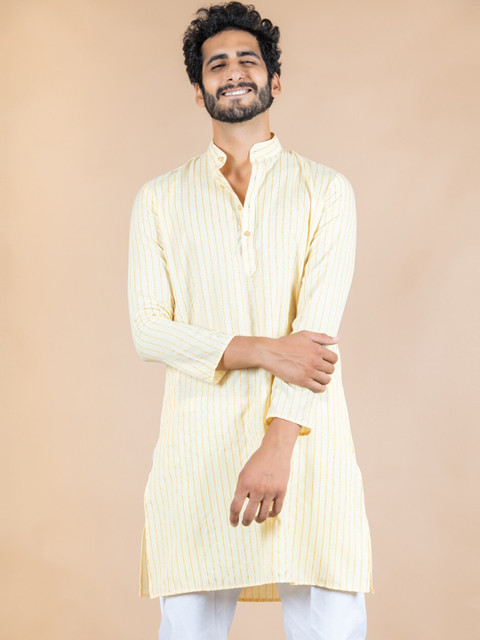 

Tistabene Men Yellow Cotton Kurta