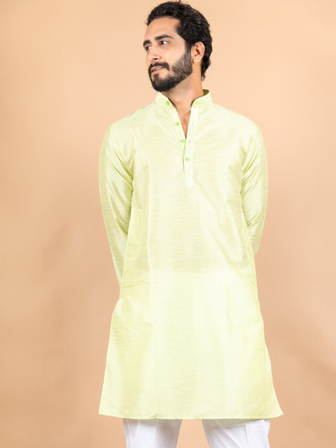 

Tistabene Men Lime Green Silk Kurta