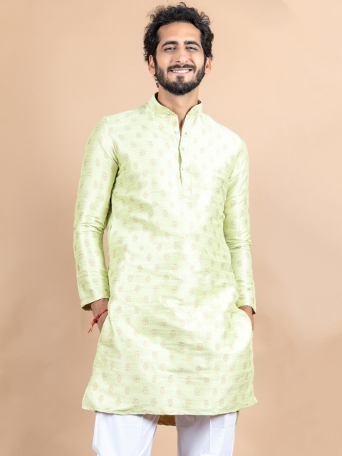 

Tistabene Men Green & Gold Toned Ethnic Motifs Printed Kurta