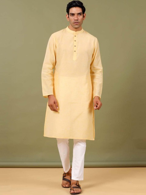 

Tistabene Men Yellow Striped Kurta