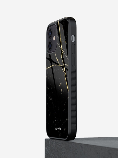 

macmerise Black Printed Marble Black Onyx Glass iPhone 12 Mini Back Case