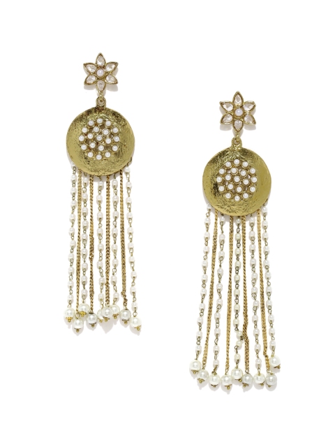 

Fida Gold-Toned & Off-White Contemporary Drop Earrings
