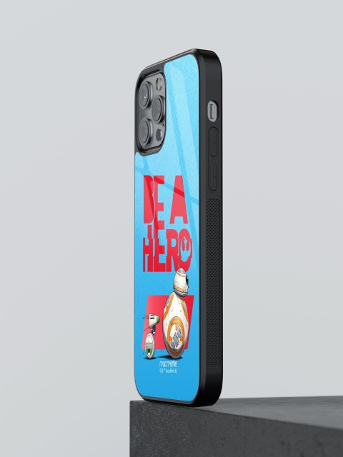

macmerise Blue Be A Hero Printed iPhone 13 Pro Glass Back Case
