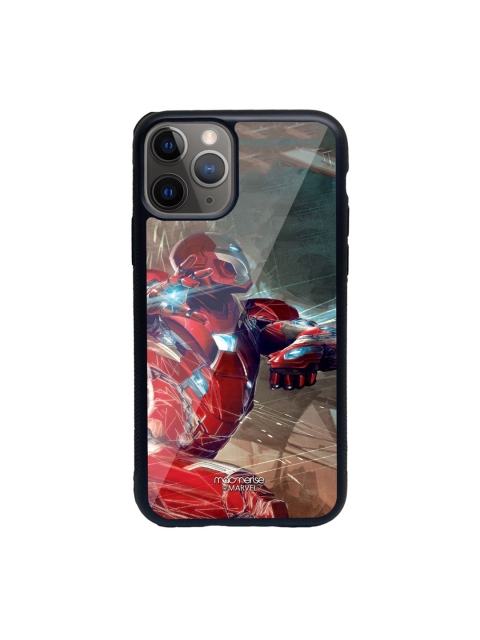 

macmerise Black & Red Printed Ironman Attack iPhone 11 Pro Max Glass Phone Back Case