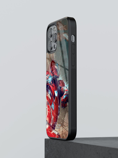 

macmerise Red & Black Printed iPhone 12 Pro Glass Phone Case