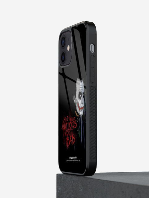 

macmerise Black & Red Printed Jokers Sarcasm iPhone 12 Glass Phone Back Case