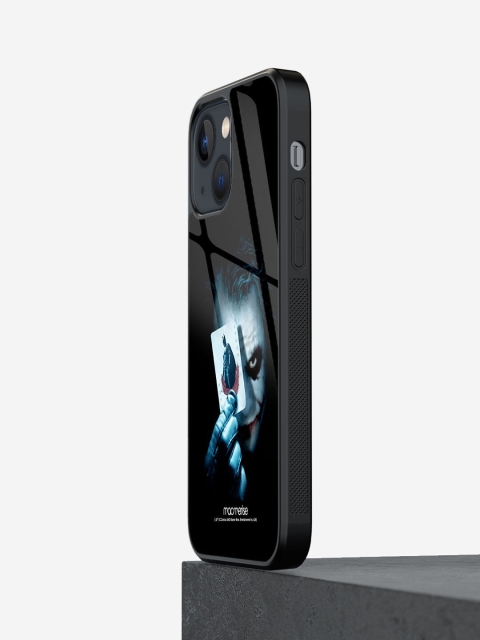 

macmerise Black Printed Jokers Trump Card iPhone 13 Mini Glass Phone Back Case