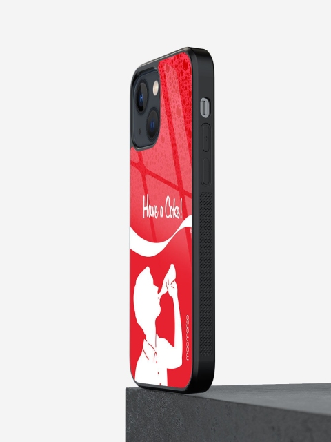 

macmerise Red & White Printed Have a Coke Boy iPhone 13 Glass Phone Back Case