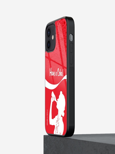 

macmerise Red & White Printed Have a Coke Girl iPhone 12 Glass Phone Back Case