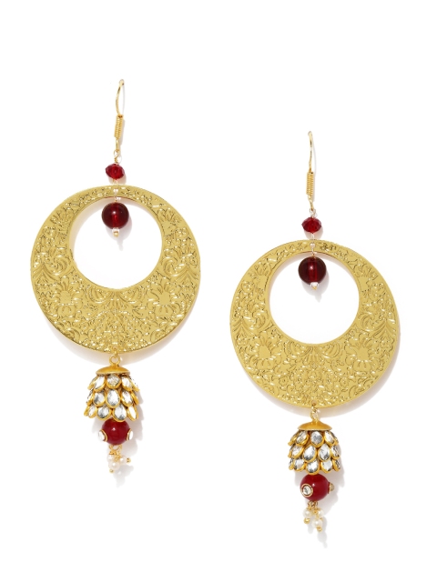 

Fida Gold-Toned & Red Oval Drop Earrings