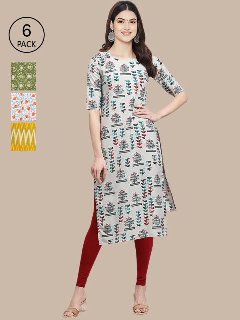 

Ethnic basket Women Pack of 4 Printed Crepe Kurta, Multi