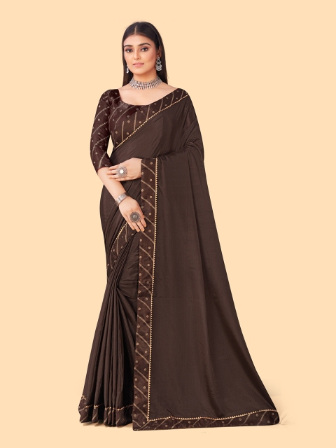 

TEREZA Brown & Gold-Toned Silk Blend Saree