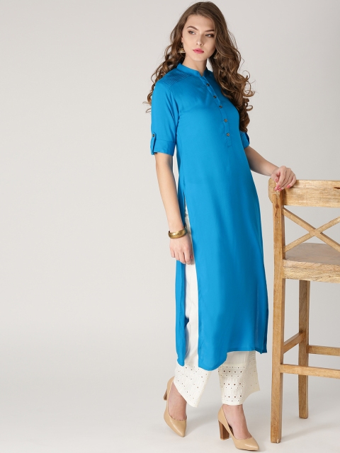 

Libas Women Blue Solid Straight Kurta