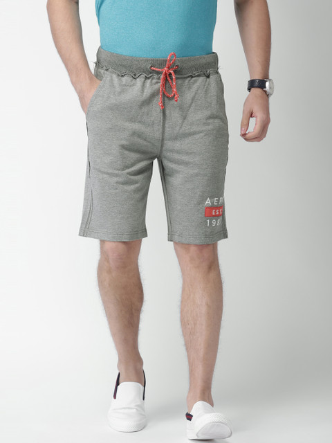 

Aeropostale Men Grey Melange Solid Shorts
