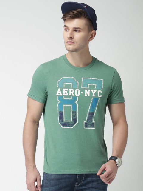 

Aeropostale Men Green Printed Round Neck T-shirt