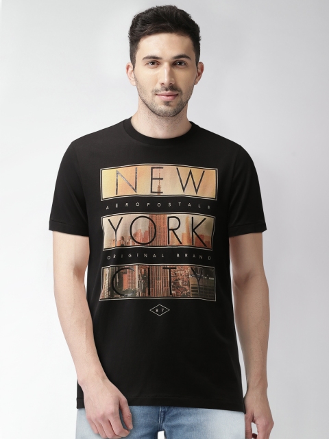 

Aeropostale Men Black Printed Round Neck T-shirt